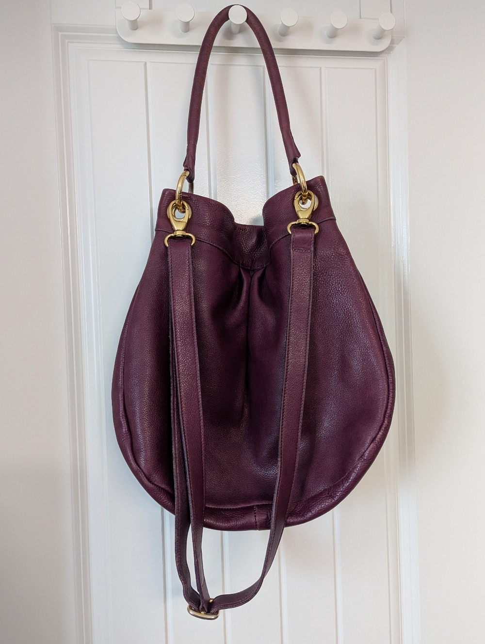 Roots Olivia Leather Hobo Bag in Aubergine - Picture 3 of 7